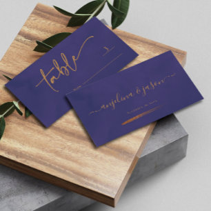 Elegant Script Emerald Purple and Gold Wedding Place Card