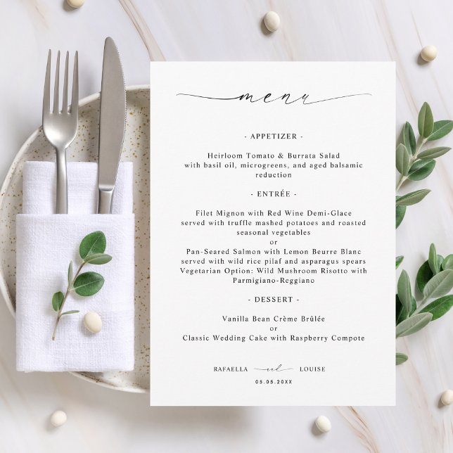 Elegant Script Engagement Wedding or Bridal Shower Menu (Creator Uploaded)