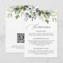Elegant Script Eucalyptus Greenery QR Code Wedding