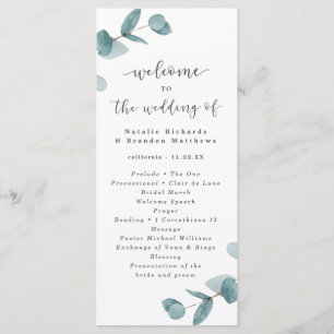 Elegant Script Eucalyptus Wedding Ceremony Program