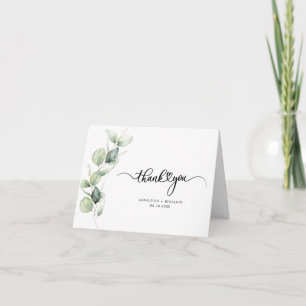 Elegant Script Eucalyptus Wedding Thank You Card