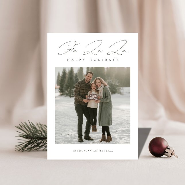 Elegant Script Fa La La Minimalist Christmas Card (Creator Uploaded)