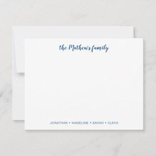 Elegant Script Family Last Name Navy Blue Card