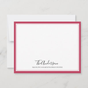 Elegant Script Family Magenta Pink Square Border Card