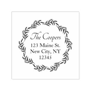 Elegant Script Family Name Holiday Return Address Self-inking Stamp