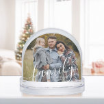 Elegant Script "Family" Photo Snow Globe<br><div class="desc">Celebrate what matters most with this Elegant Script Family Photo Snow Globe, a personalised keepsake that beautifully captures your most treasured moments. Featuring stylish handwritten script that reads “Family” and a customisable photo area, this snow globe adds a cosy, heartfelt touch to your home décor. Perfect for holiday gifting, family...</div>