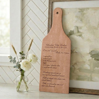 Elegant Script Family Recipe Coral Pink Cutting Board