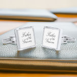 Elegant Script Father of The Groom Silver Finish Cufflinks<br><div class="desc">Father of the Bride custom cufflinks.</div>