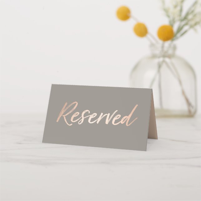 Elegant Script Faux Foil Reserved Place Card (Front)