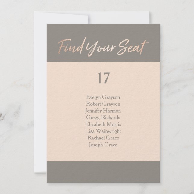 Elegant Script Faux Foil Seating Chart Invitation (Front)