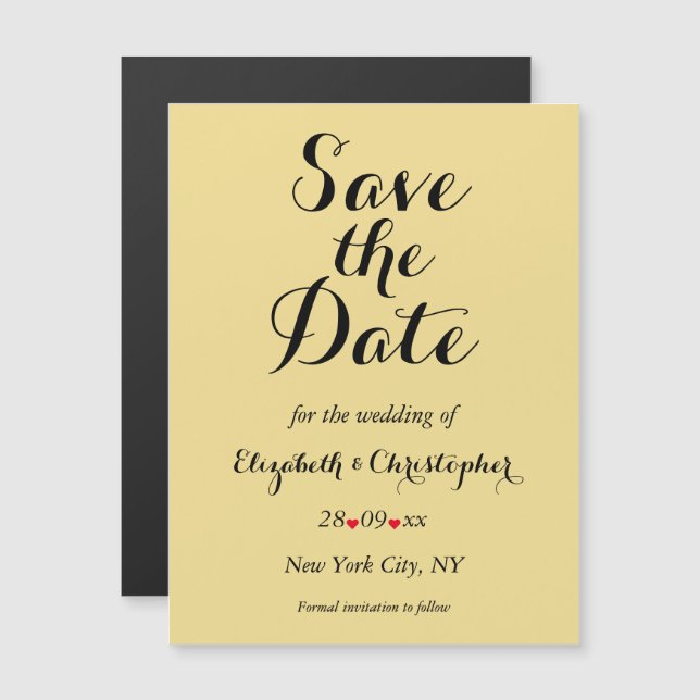 Elegant Script Faux Gold Wedding Save the Date Magnetic Invitation (Front/Back)