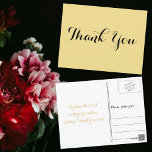 Elegant Script Faux Gold Wedding Shower Thank You Postcard<br><div class="desc">Create your own custom,  personalised,  elegant thank you note postcard. Simply enter your message / thank you note. Elegant thank you note postcard for use on wedding,  marriage anniversary,  birthday,  graduation,  bridal shower,  baby shower,  holidays,  or any other special occasion related mailings.</div>