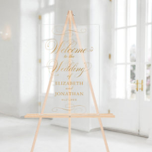 Elegant Script Faux Gold Wedding Welcome Acrylic Sign
