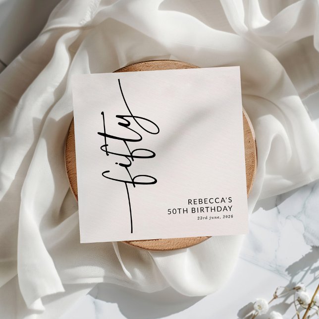 Elegant Script Fifty 50th Birthday Napkin (Creator Uploaded)