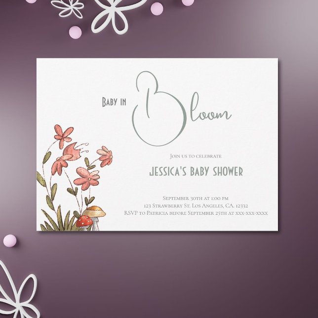 Elegant Script Floral Baby in Bloom Baby Shower Invitation (Creator Uploaded)
