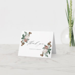 Elegant Script Floral Baptism Thank You Card