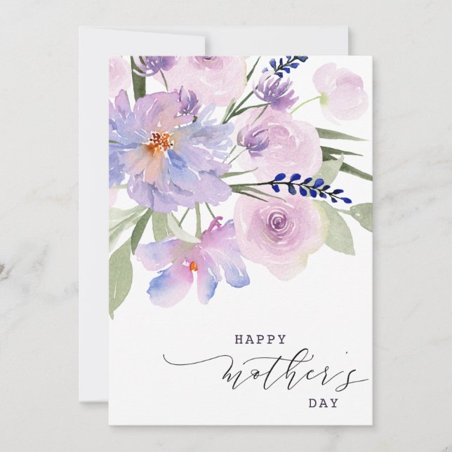 elegant script floral happy mother's day card (Front)