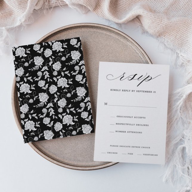 Elegant Script Floral Wedding RSVP Card (Creator Uploaded)