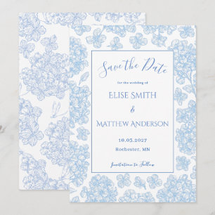 Elegant Script Floral Wedding Save The Date Card