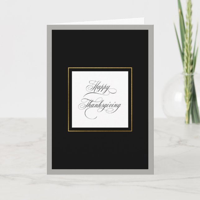 Elegant Script Flourishes Happy Thanksgiving Holiday Card (Front)