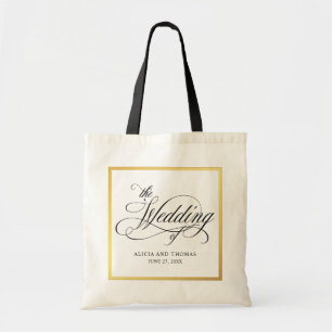 Elegant Script Flourishes Personalised Wedding Tote Bag