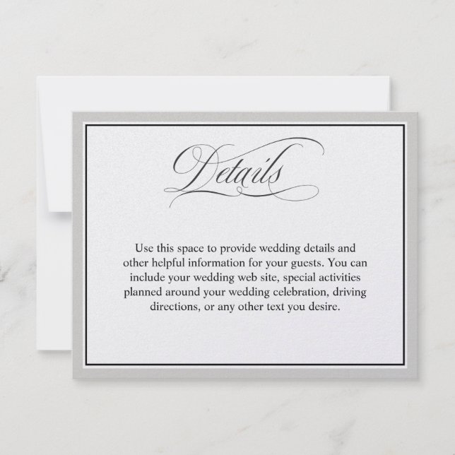 Elegant Script Flourishes Wedding Details (Front)