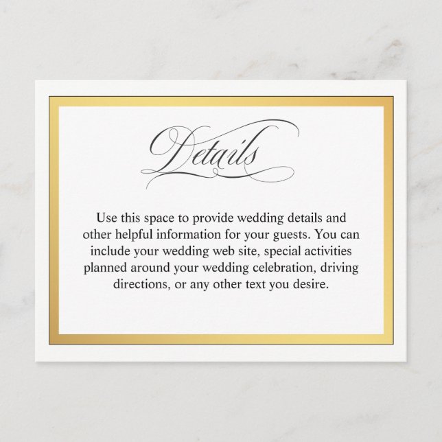 Elegant Script Flourishes Wedding Details Postcard (Front)