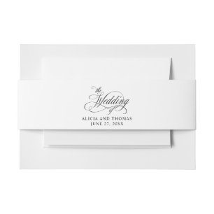 Elegant Script Flourishes Wedding Invitation Belly Band