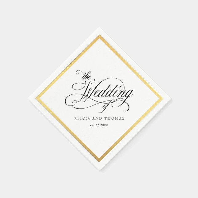 Elegant Script Flourishes Wedding Napkin (Corner)