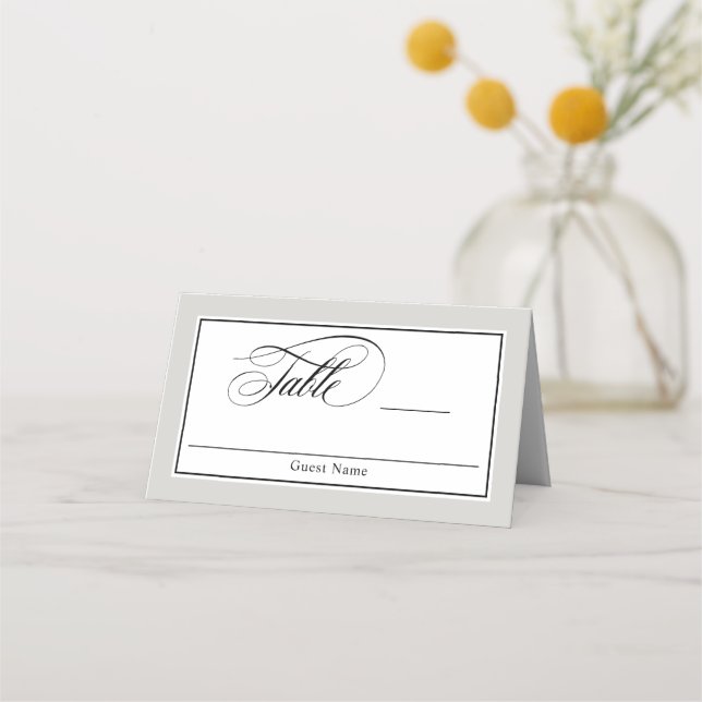 Elegant Script Flourishes Wedding Place Card (Front)