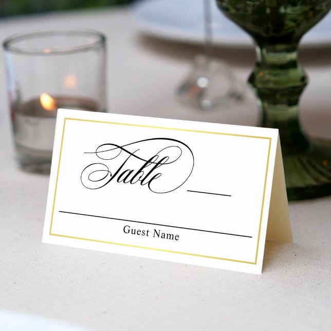 Elegant Script Flourishes Wedding Place Card (Creator Uploaded)