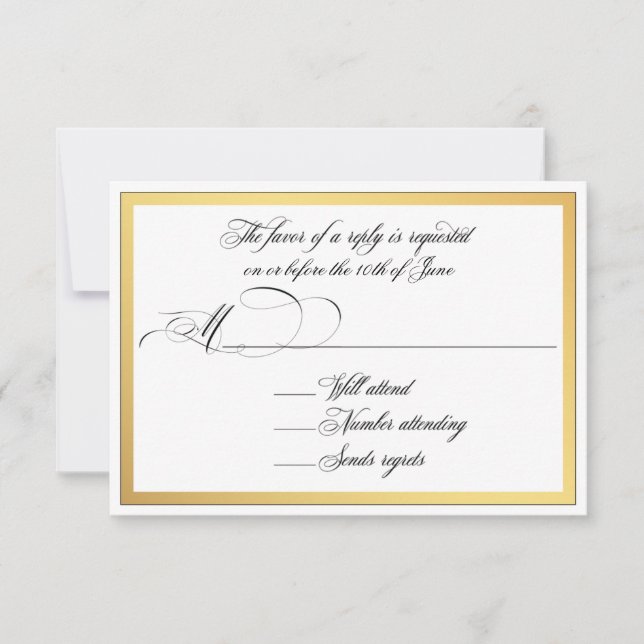 Elegant Script Flourishes Wedding RSVP (Front)