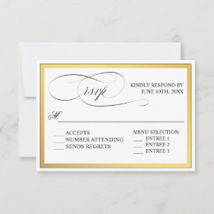 Elegant Script Flourishes Wedding RSVP Card