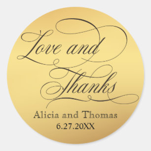 Elegant Script Flourishes Wedding Thank You Classic Round Sticker