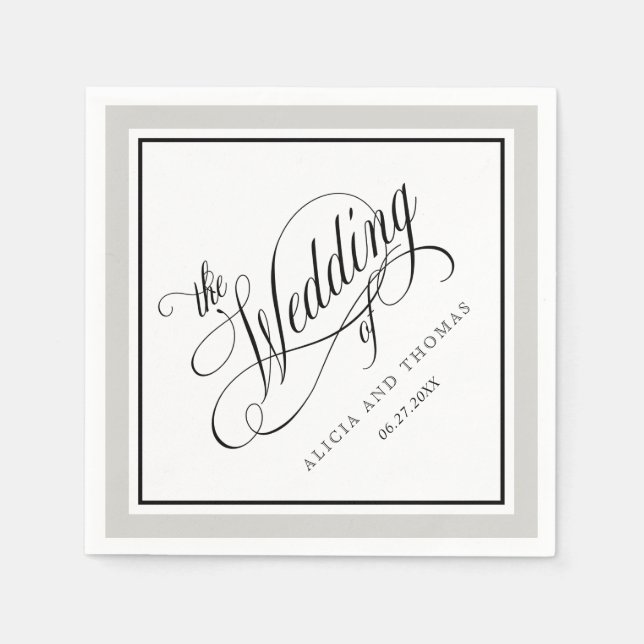 Elegant Script Flourishes Wedding with Any Colour Napkin (Front)
