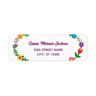 Elegant Script Flowers Modern Return Address Label