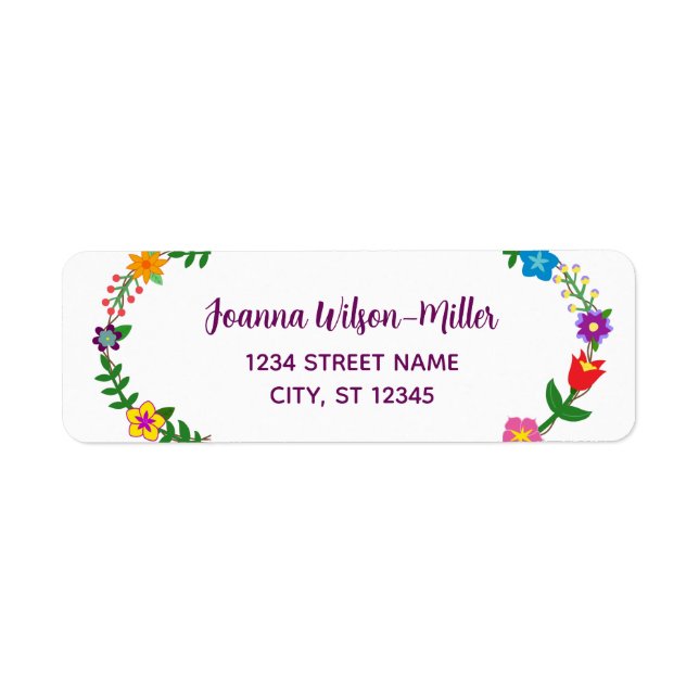 Elegant Script Flowers Modern Return Address Return Address Label (Front)