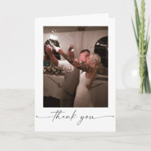 Elegant Script Folded Wedding Thank You Card