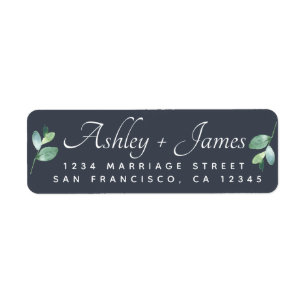 Elegant Script Foliage Wedding Return Address Return Address Label