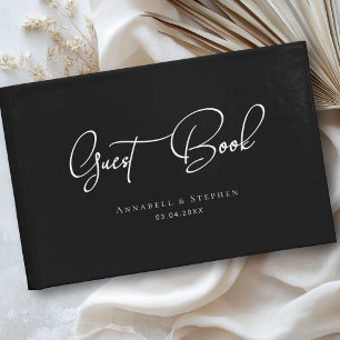 Elegant, Script Font, Black, Wedding Guest Book