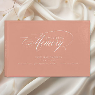 Elegant, Script Font "In Loving Memory" Funeral Guest Book
