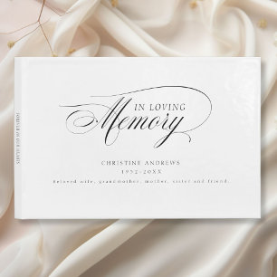 Elegant, Script Font "In Loving Memory" Funeral Guest Book