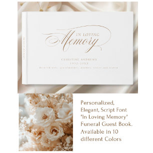Elegant, Script Font "In Loving Memory" Funeral Guest Book