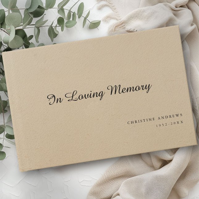Elegant, Script Font "In Loving Memory" Funeral Guest Book (Elegant, "In Loving Memory" funeral guest book, elegant lovely papercraft (digital image).)