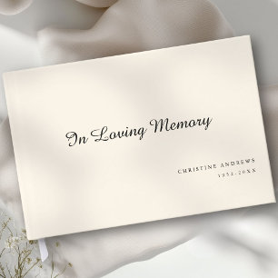 Elegant, Script Font "In Loving Memory" Funeral Guest Book
