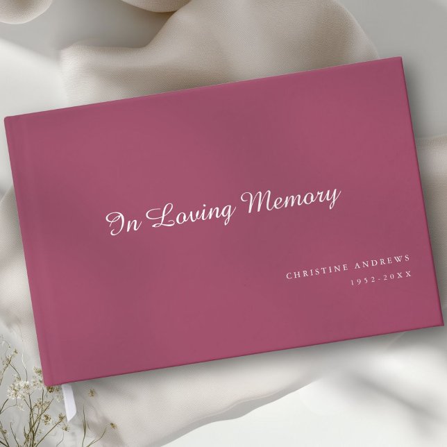 Elegant, Script Font "In Loving Memory" Funeral Guest Book (Elegant, Script Font "In Loving Memory" Berry Funeral Guest Book)