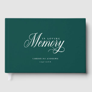 Elegant, Script Font "In Loving Memory" Funeral Guest Book