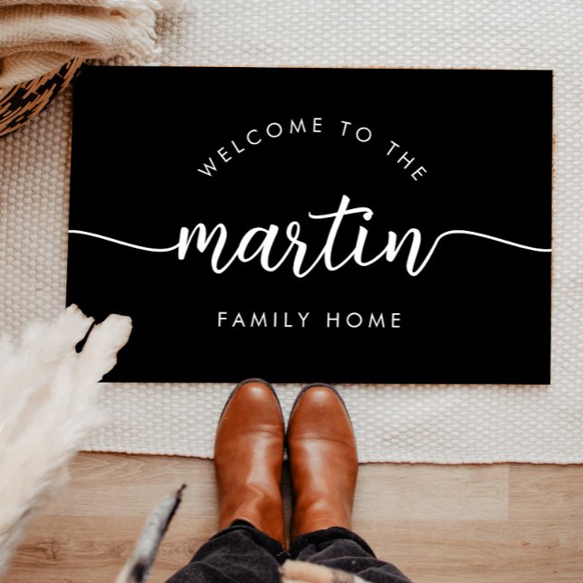 Elegant Script Font Personalised Family Name  Doormat (Creator Uploaded)