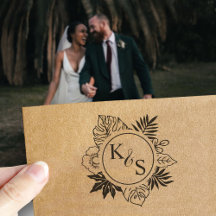 Elegant Script Font Tropical Wreath Monogram