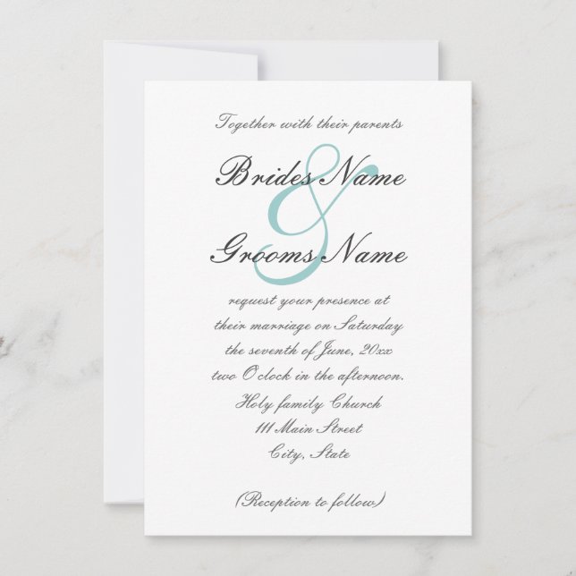 Elegant script font wedding invitation (Front)